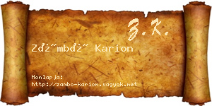 Zámbó Karion névjegykártya